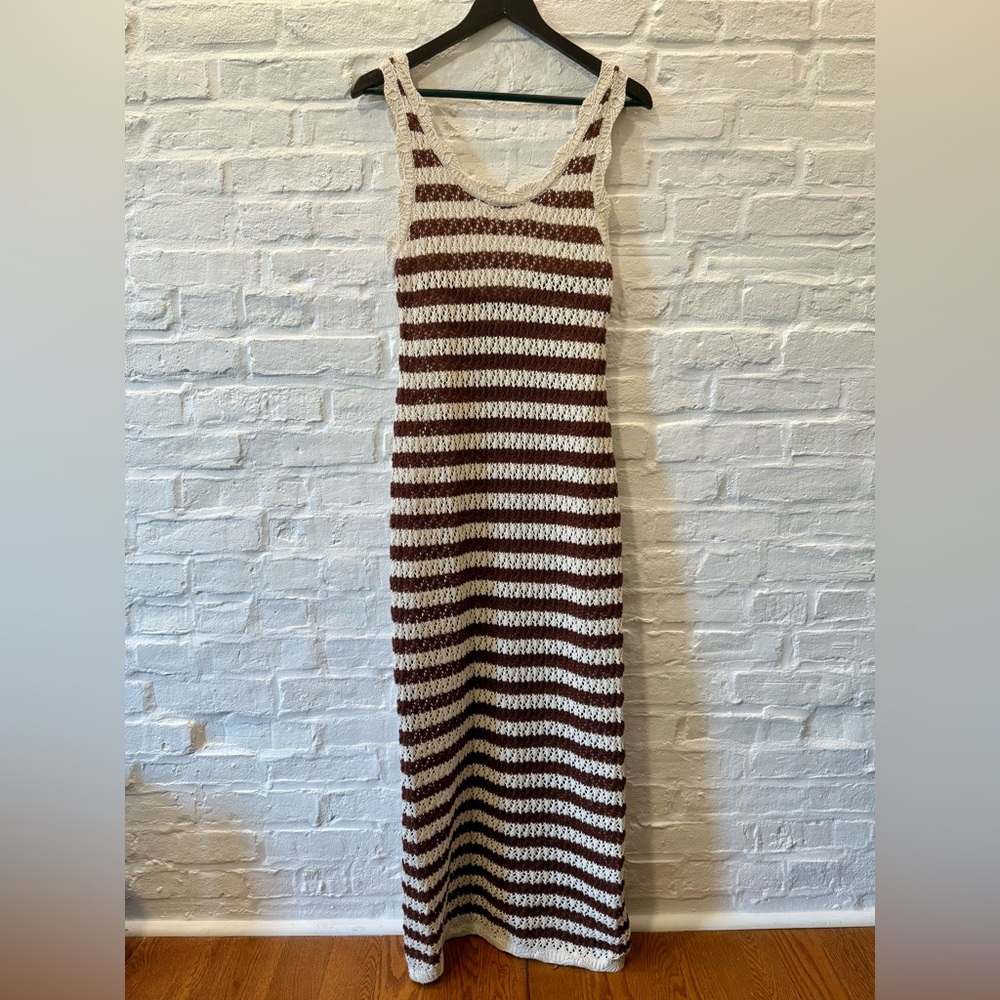 Striped Crochet Maxi Dress / Coverup